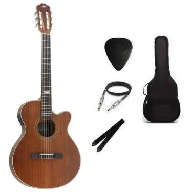 Imagem de Kit Violão Strinberg Elétrico náilon Flat SL200 Mogno