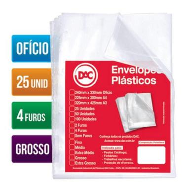 Imagem de Envelopes Plásticos Grossos 4 Furos c/ 25 unid. 5076-25 -Dac
