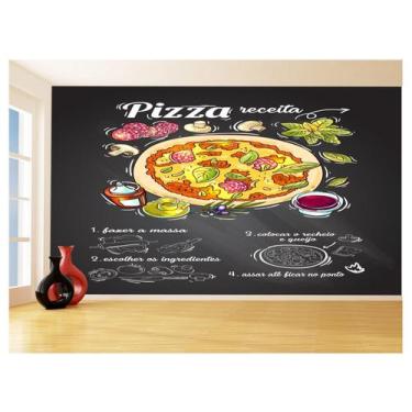 Imagem de Papel De Parede Estilo Lousa Pizza Ingrediente 3,5M Lcb02 - Você Decor