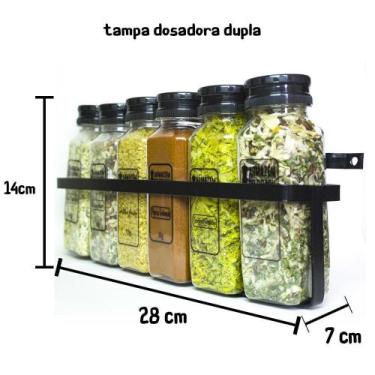 Imagem de Porta Tempero Condimento Cozinha Kit 6 Potes Com Tempero - Armazém Do 