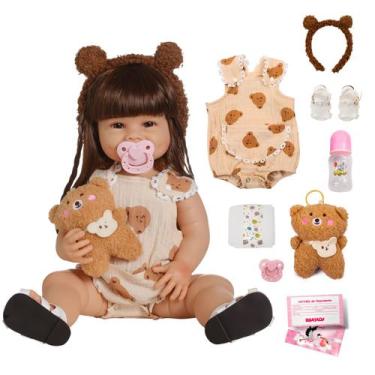 Imagem de Reborn de Silicone Realista Brastoy Original Boneca Pode Dar Banho Kit
