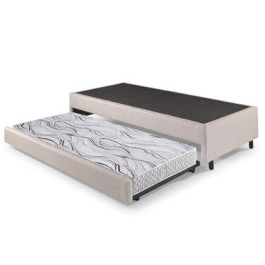 Imagem de Bicama Box Solteiro material sintético Linho Areia 120x203x28 cm com C