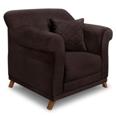 Imagem de Poltrona Para Sala de Estar Vênus Suede Marrom Café Pés Castanho - Pal