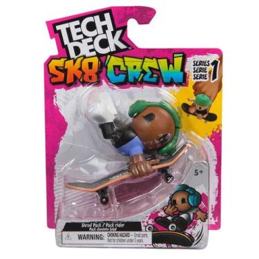 Imagem de Skate de Dedo e Boneco SK8 CREW (Fone Verde) 96mm  Tech Deck
