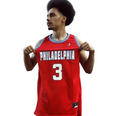 Imagem de Regata Basquete Masculina M10 Philadelphia 3, Vermelho,  GG