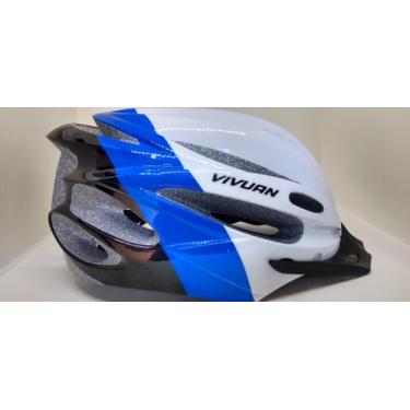 Imagem de Capacete Ciclismo Bike Vicinitech 57-62 Cm Mtb Bco/Pto/Azl