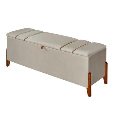 Imagem de Recamier Baú Roma 150 cm Banco Puff Pés Madeira Decoração Closet Quart
