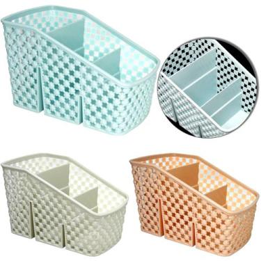 Imagem de Organizador de plastico retangular com 3 divisorias multiuso colors 14