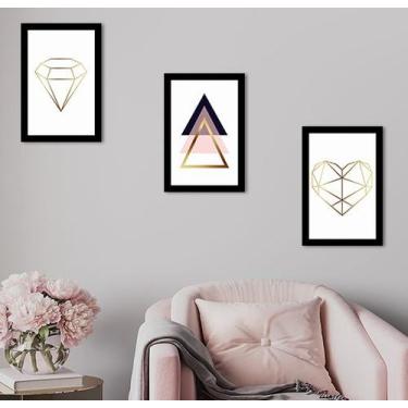 Imagem de Kit Quadros Decorativos de Parede Sala Quarto Abstrato Frases 20x30cm 