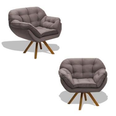 Imagem de Kit 02 Poltrona Miami Cadeira Robusta Base Giratória Fibra Silicone Sa