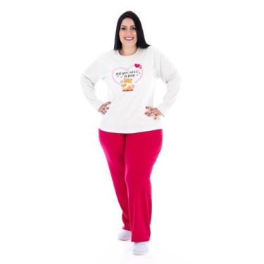 Imagem de Pijama de Inverno Plus Size Feminino Canelado Victory, 50, Pink