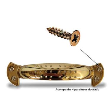 Imagem de 4 Puxador Alça Criativa Dz 28 142mm 4 Furos Dourado Brilho - Criativa 