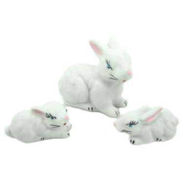 Imagem de Estatueta Familia Miniatura Coelho 3 peças de Ceramica - Decore Casa