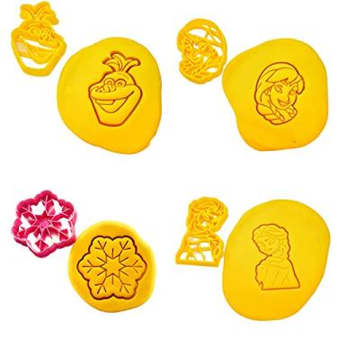 Imagem de Conjunto de 4 peças de cortadores de biscoito T3D Frozen (Olaf, Elsa, floco de neve, Anna) adequado para bolos, molde de biscoito e fondant para guloseimas caseiras