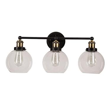 Imagem de Aspen Creative 62268, luminária para banheiro 3 luminárias, 24-1/2" L x 28-3/4" A x 18-1/4" D, bronze antigo/bronze quente-acabamento em 2 tons/vidro transparente, lâmpada não incluída