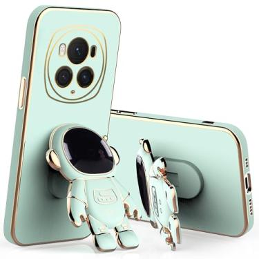 Imagem de Anlalish Compatível com Honor Magic 6 Pro, capa fofa de silicone com suporte de astronauta, capa de telefone para Honor Magic 6 Pro Slim Plating Protection à prova de choque (verde)