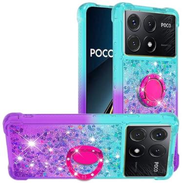 Imagem de Monwutong Capa de ajuste fino para Xiaomi Poco X6 Pro, capa para Redmi K70E, brilhante brilhante efeito areia movediça TPU capa de proteção anti-queda para Poco X6 Pro/K70E, azul roxo