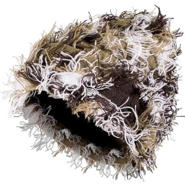 Imagem de Chuarry Gorro de malha envelhecido, gorros de inverno felpudos, gorros quentes e grossos Y2k, gorro de malha de neve, caveira para mulheres e homens, Marrom e branco sortido, tamanho �nico