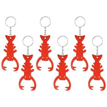 Imagem de Honbay 6 peças abridor de garrafa de lagosta chaveiro abridor de garrafa de cerveja de liga de alumínio lembrancinhas de festa (vermelho)