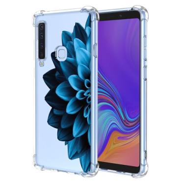 Imagem de JDYGWK Capa para Samsung A9 2018 Galaxy A9s com estampa de flores transparentes, TPU macio fino e leve, à prova de choque, capa protetora para celular para Samsung Galaxy A9 2018, azul