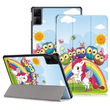 Imagem de Yiernuo Capa para tablet Xiaomi Redmi Pad SE 11 polegadas 2023, capa fina e leve de três dobras para PC com função despertar/hibernar automática, WUnicorn