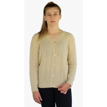 Imagem de Casaco Feminino Tricô de Lã Cardigan com Botões G Tamanho Único - Pio 