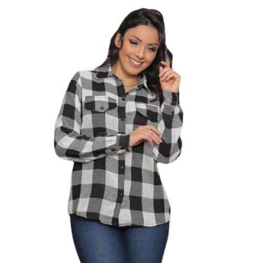 Imagem de Camisa blusa xadrez feminina manga longa barata sku:cfx10 - R.S MODAS,