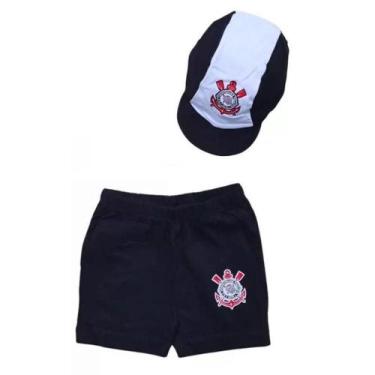 Imagem de Kit Bebê Corinthians Com Shorts e Boné Oficial - Revedor, M