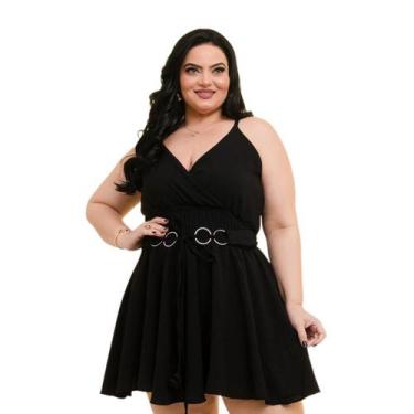 Imagem de Macaquinho Plus Size Feminino Short Saia Rodada Argolas 0561 - - Bellu