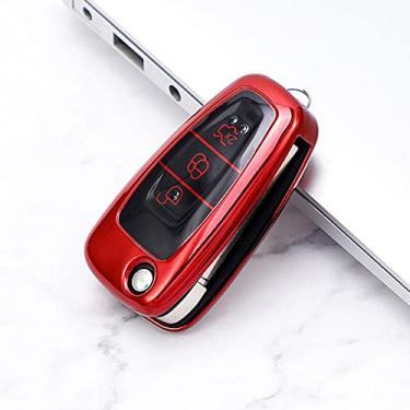 Imagem de WSWJDW TPU Car Key Case Cover Chaveiro Ring Key Bag, apto para Ford Focus 2 3 MK3 ST RS Ecosport Kuga Escape Fiesta Fold C-Max S-Max Mondeo, vermelho