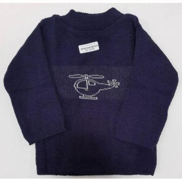 Imagem de Básica De Lã Blusa Bebê Menino Inverno Infantil Várias Cores - Blue Ma