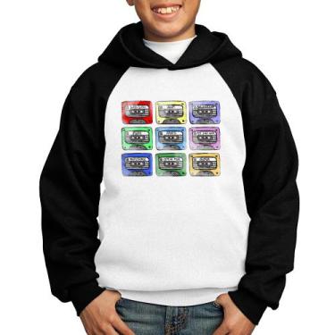 Imagem de Moletom Infantil 80's Cassette Tapes - Foca na Moda, Branco, Preto, 2