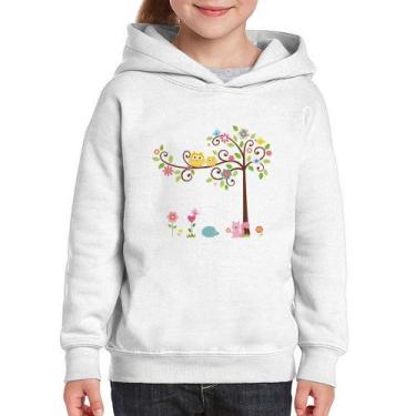 Imagem de Moletom Infantil Árvore Flores E Animais - Foca na Moda, Branco, 10