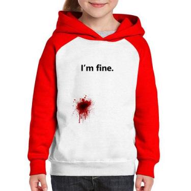 Imagem de Moletom Infantil I'm fine - Foca na Moda, Branco, Vermelho, 2