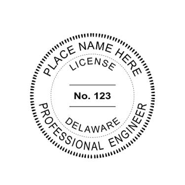 Imagem de Carimbo de engenheiro de autotinta; carimbo de borracha personalizado; carimbo de tinta ideal 500 carimbos redondos de borracha para o estado de Delaware