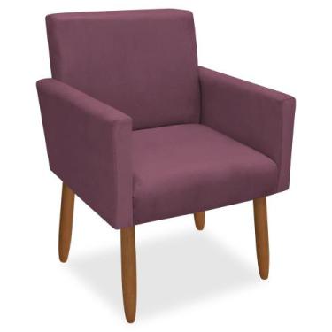 Imagem de Poltrona Decorativa Nina Pés Palito Veludo Lilas Chamby Móveis