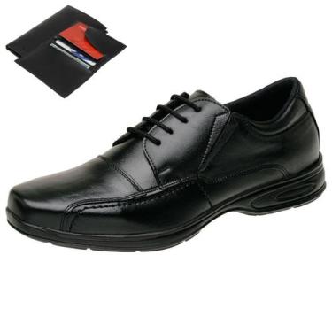 Imagem de Sapato Social Preto Esporte Fino Cadarço Com Carteira - Gmm Shoes, Pre