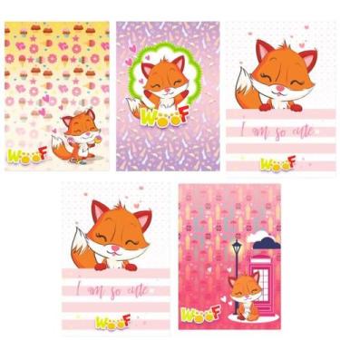 Imagem de Kit 5 Caderno Brochurão Raposa Capa Dura 96 Folhas Costurado - Maxima 