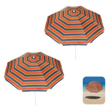 Imagem de Kit 2 Guarda Sol 1,8m Aço Sombreiro Ipanema Praia Piscina Camping Verm