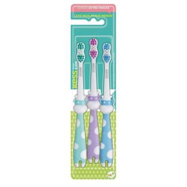 Imagem de Pack C/3 Escovas Dentais Kess Infantil Basic Pets Média 2566