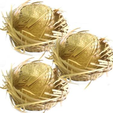 Imagem de Kit Chapéu de Palha Médio Desfiado Festa Junina 3 peças - Maza