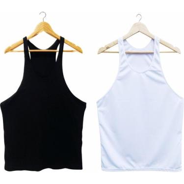 Imagem de Kit 2 Camisetas Regatas Cavada Masculina Lisa Poliéster - LC REGATAS, 