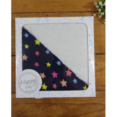 Imagem de Manta Cobertor para Bebê Microfibra com Sherpa ESTRELA MARINHO 1 Peça 