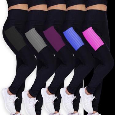 Imagem de Kit c/ 5 CALÇAS LEG Legging COM BOLSOS Cintura Alta Fitness Treino Cas