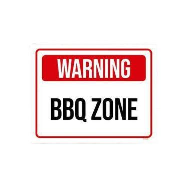 Imagem de Placa Decorativa - Warning Bbq Zone 36X46 - Sinalizo