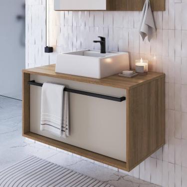 Imagem de Gabinete De Banheiro Com Cuba 01 Gaveta 80cm Mel Arenas Proddy Mel Arenas