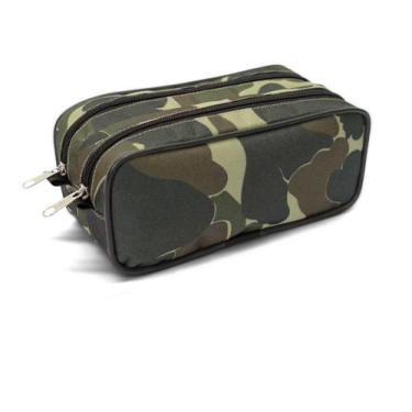 Imagem de Estojo Escolar Masculino Duplo LS EE2111 duas divisórias estampa camuf