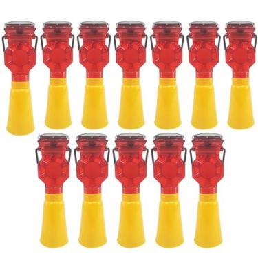 Imagem de Sinalizador Viario Solar Cone Kit 12 Uni Obra Estrada Rodovia Rua Sina