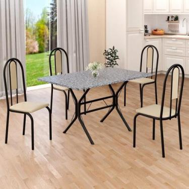 Imagem de Conjunto Sala de Jantar Mesa Retangular 100x60cm Tampo Granito Ocre 4 