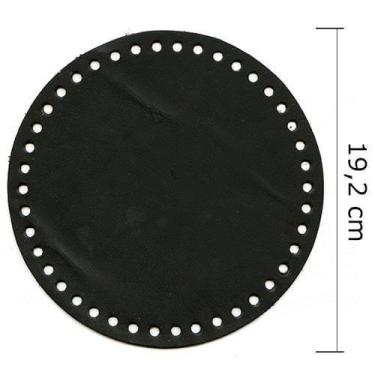 Imagem de Fundo de Couro Redondo para Bolsa de Crochê 20cm - Cia do Fio, PRETO
